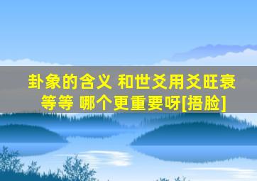 卦象的含义 和世爻用爻旺衰等等 哪个更重要呀[捂脸]